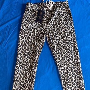 MENS FOREVER 21 LEOPARD ANIMAL PRINT TRACK PANTS